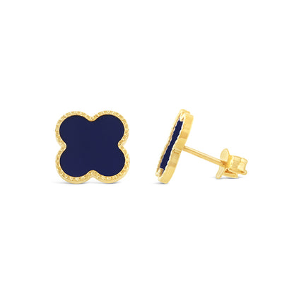 Lapis Quatrefoil Stud Earrings 10mm