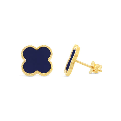 Lapis Quatrefoil Stud Earrings 14mm