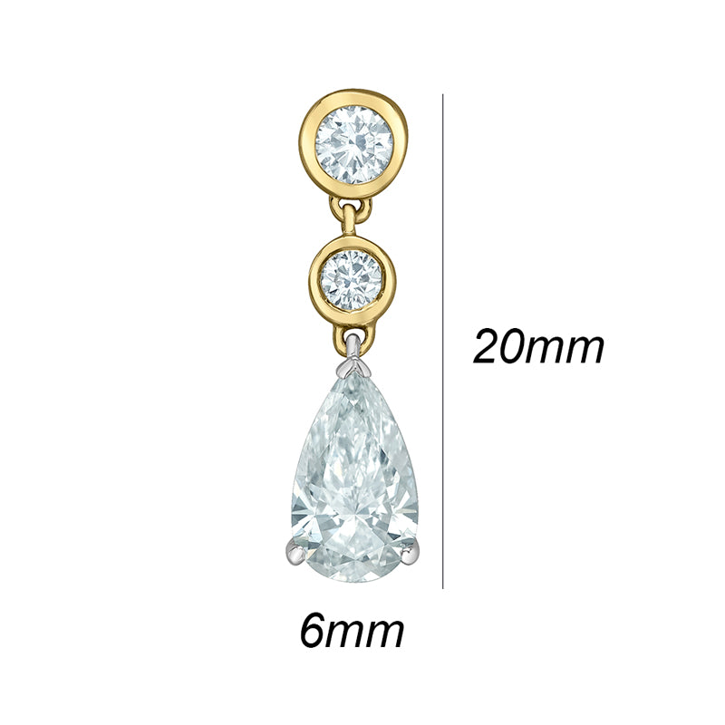 Pear &amp; Round Diamond Drop Earrings