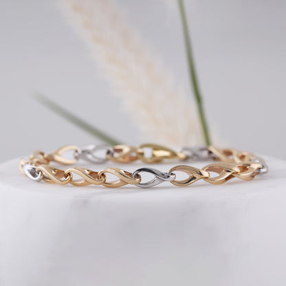 Two Tone Barleycorn Chain Bracelet