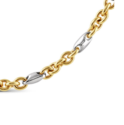 Two Tone Marine &amp; Belcher Chain Bracelet