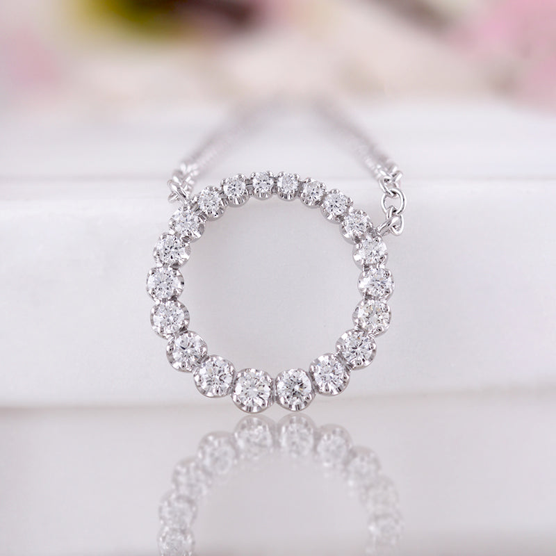 Graduated Diamond Circle Necklace