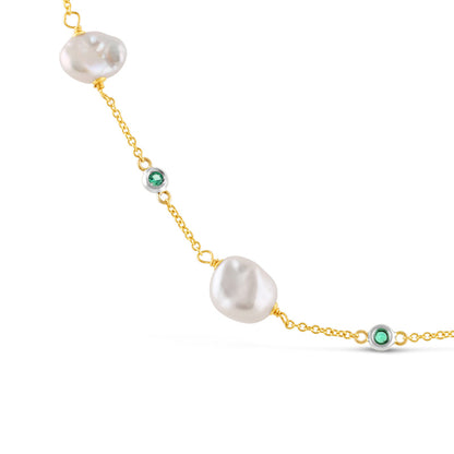 Freshwater Pearl &amp; Emerald Necklace