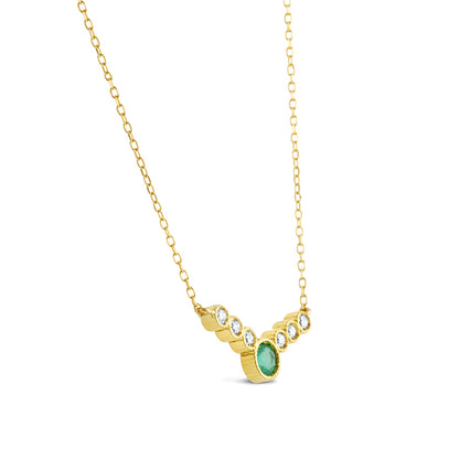 Emerald &amp; Diamond 7 Stone Necklace