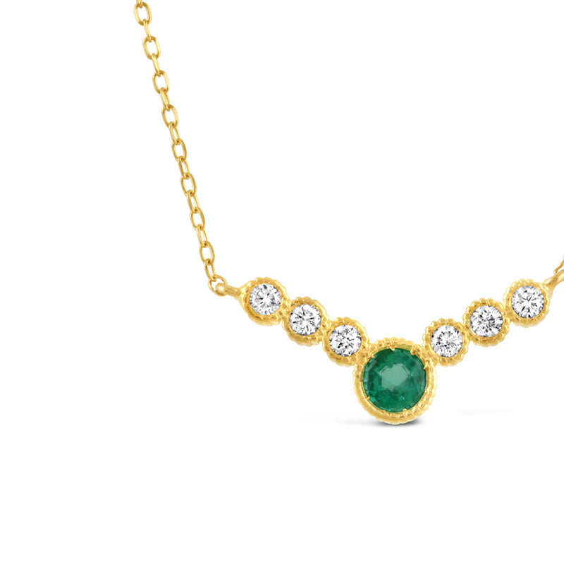 Emerald &amp; Diamond 7 Stone Necklace