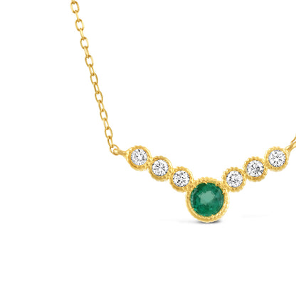 Emerald &amp; Diamond 7 Stone Necklace