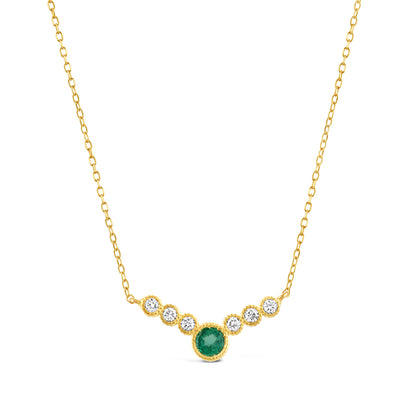 Emerald &amp; Diamond 7 Stone Necklace