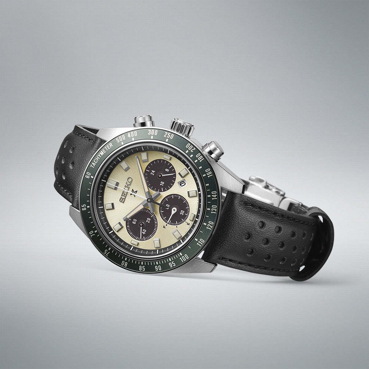 Seiko chronograph leather strap on sale