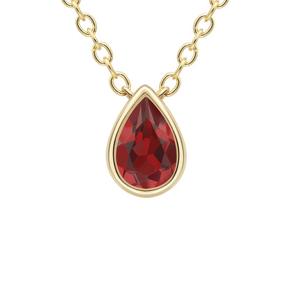 Pear Garnet Solitaire Pendant
