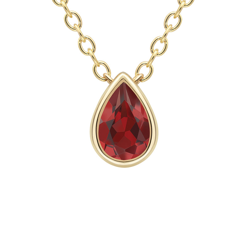 Pear Garnet Solitaire Pendant