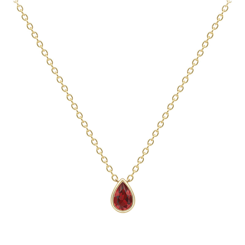 Pear Garnet Solitaire Pendant