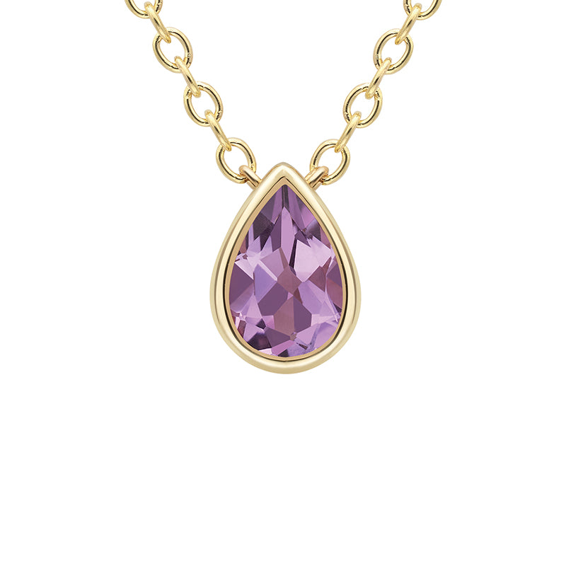 Pear Amethyst Solitaire Pendant