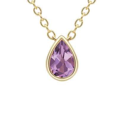 Pear Amethyst Solitaire Pendant