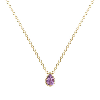 Pear Amethyst Solitaire Pendant