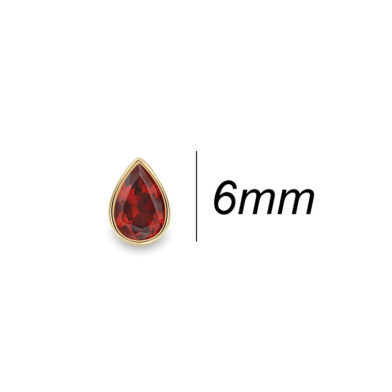 Pear Garnet Solitaire Stud Earrings