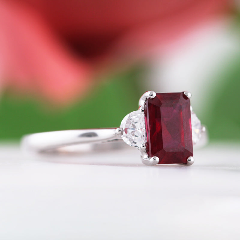 Ruby &amp; Diamond Three Stone Dress Ring