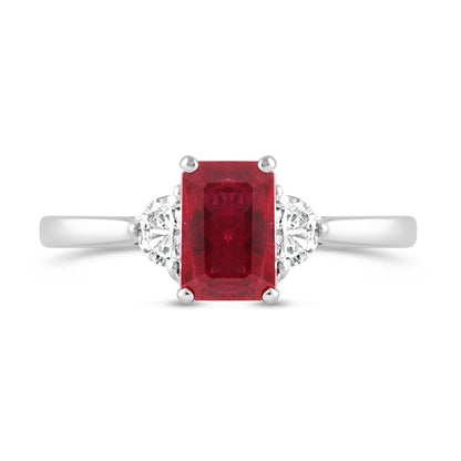 Ruby &amp; Diamond Three Stone Dress Ring