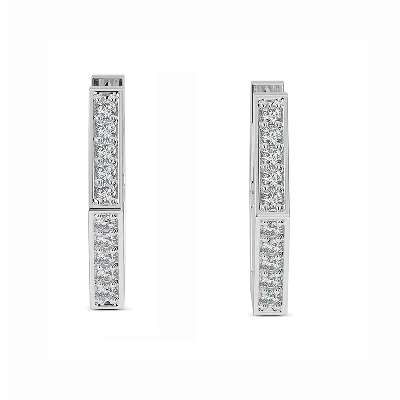 Diamond Hexagon Hoop Earrings