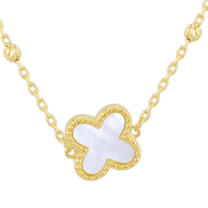 Pearl Quatrefoil &amp; Ball Chain Necklace