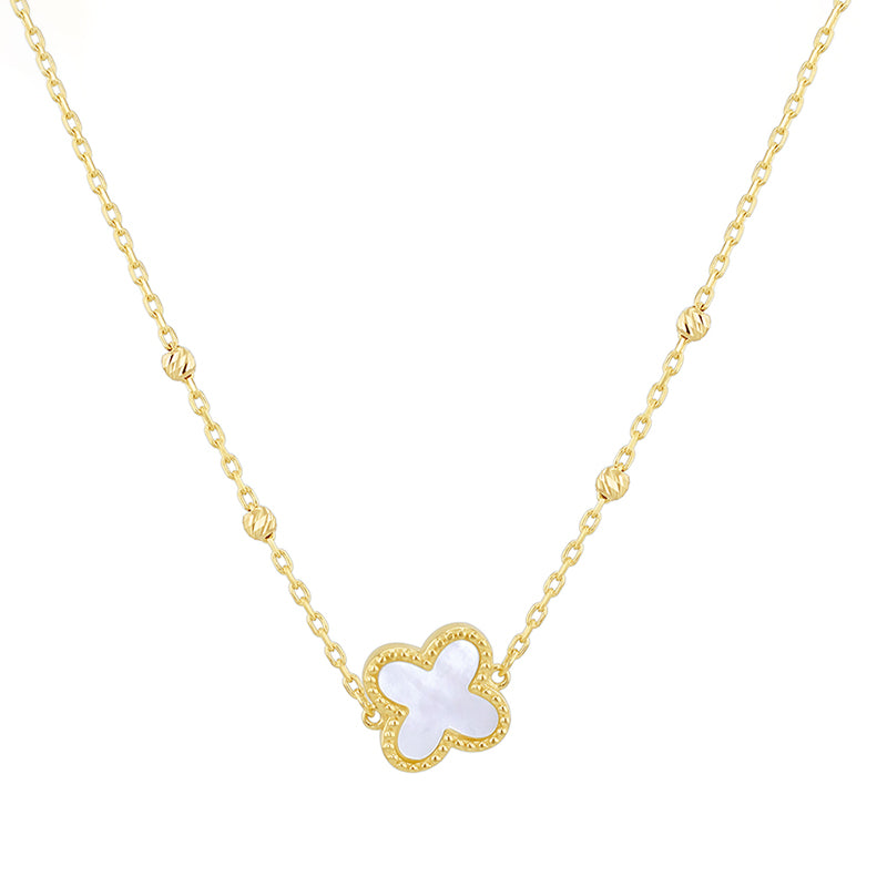 Pearl Quatrefoil &amp; Ball Chain Necklace