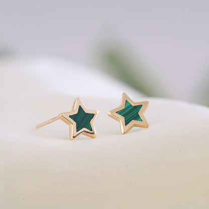 Malachite Star Stud Earrings