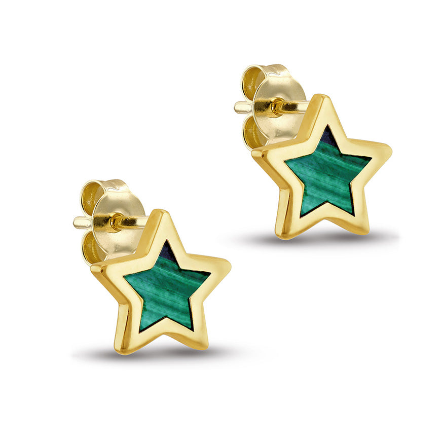 Malachite Star Stud Earrings