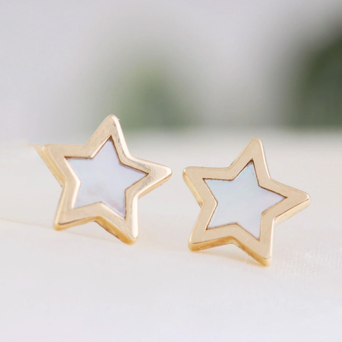 Mother of Pearl Star Stud Earrings