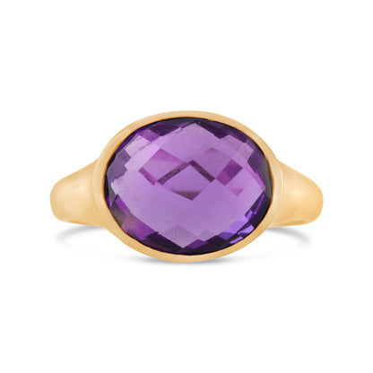 Oval Amethyst Solitaire Ring