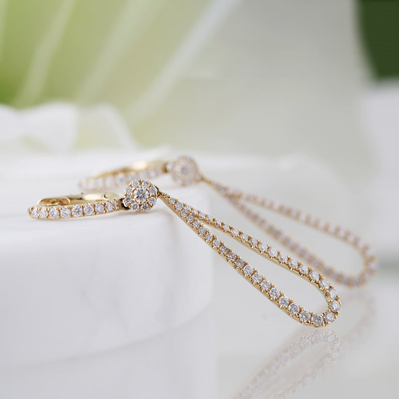 Diamond Teardrop &amp; Hoop Earrings