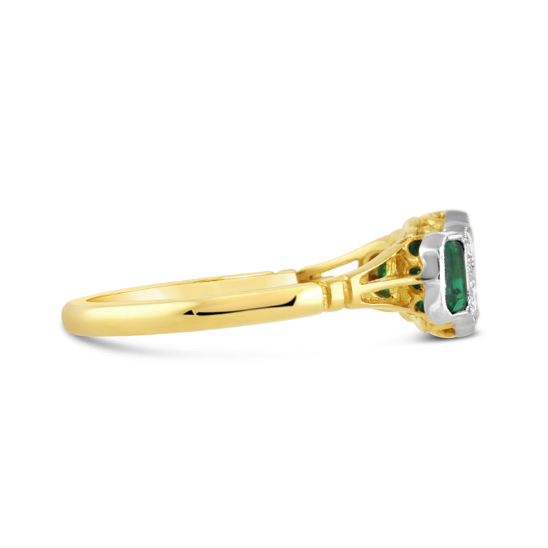 Emerald &amp; Diamond Vintage Seven Stone Ring