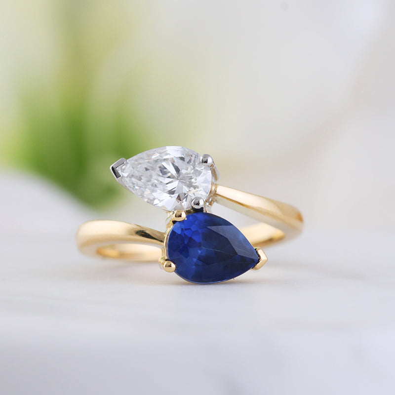 Pear Cut Sapphire &amp; Diamond Wrap Around Ring