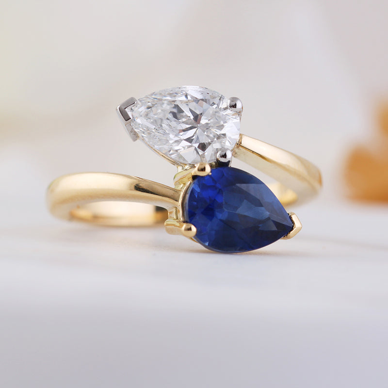 Pear Cut Sapphire &amp; Diamond Wrap Around Ring