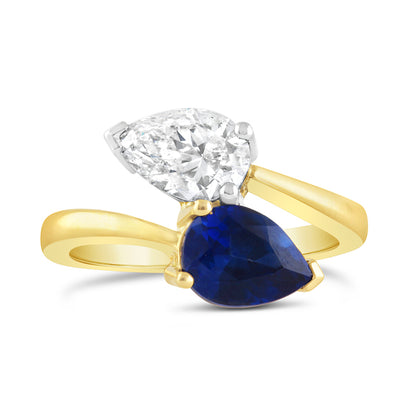 Pear Cut Sapphire &amp; Diamond Wrap Around Ring