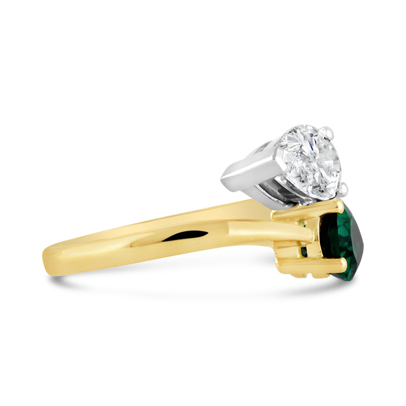 Pear Cut Emerald &amp; Diamond Wrap Around Ring