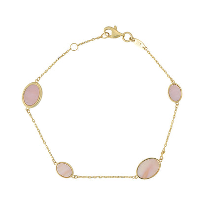 Pink Pearl Disc Chain Bracelet