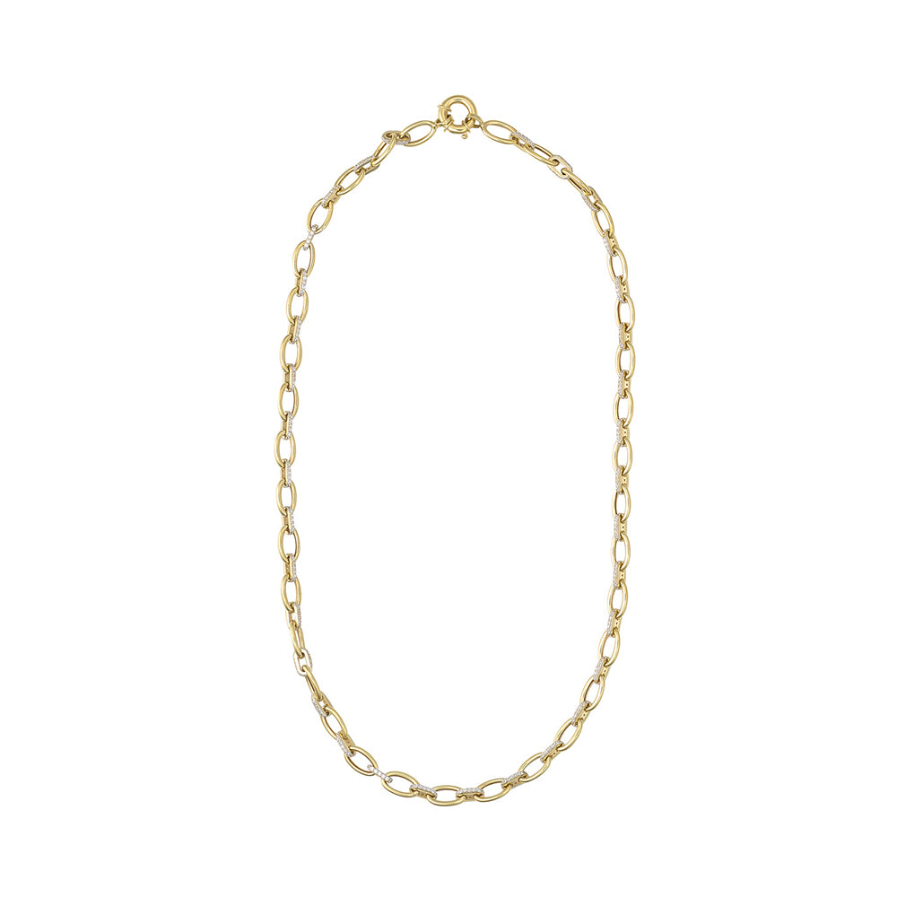 White Stone Chain Link Necklace