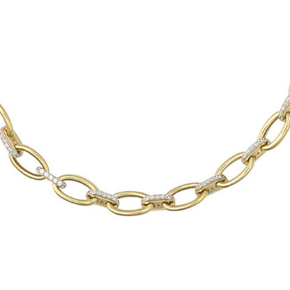 White Stone Chain Link Necklace