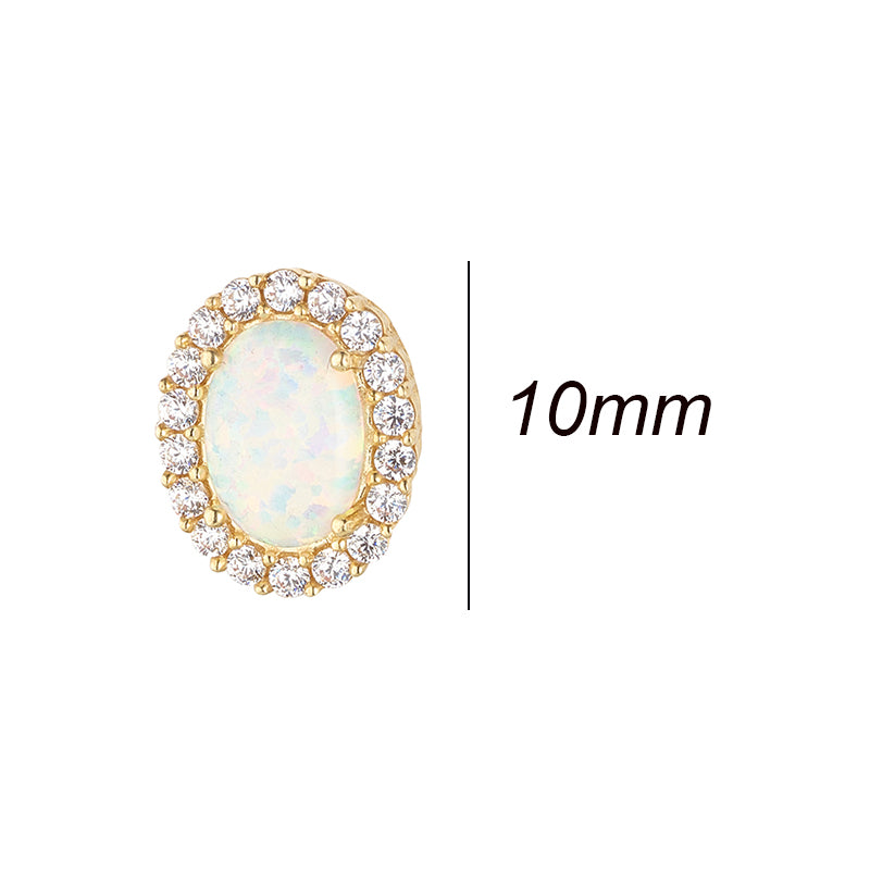 Opal &amp; White Stone Halo Stud Earrings