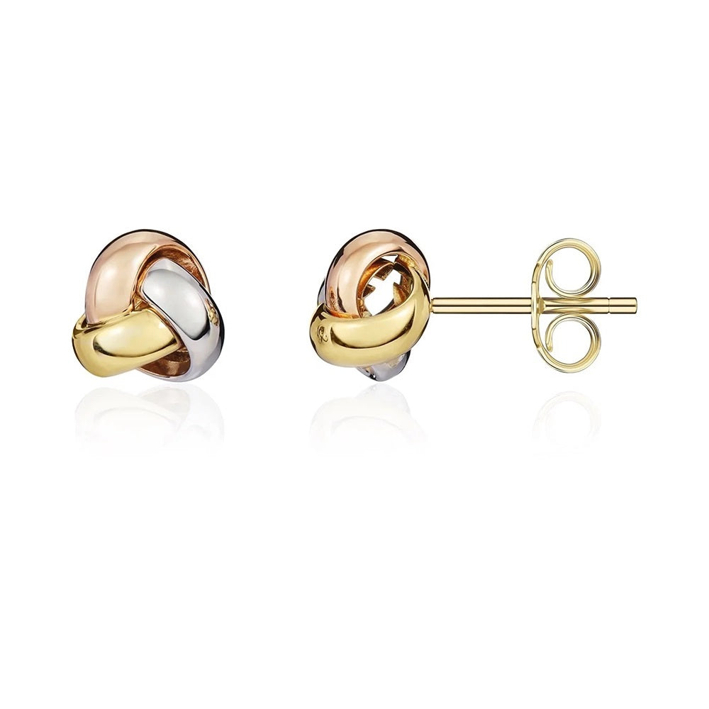 Three Tone Knot Stud Earrings