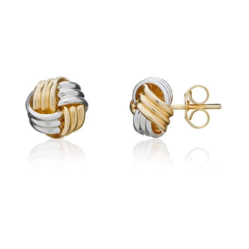 Two Toned Ribed Knot Stud Earrings