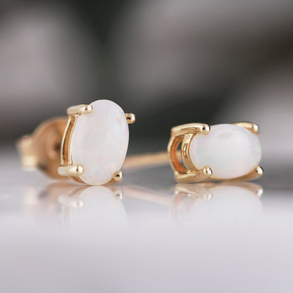 Oval Opal Stud Earrings