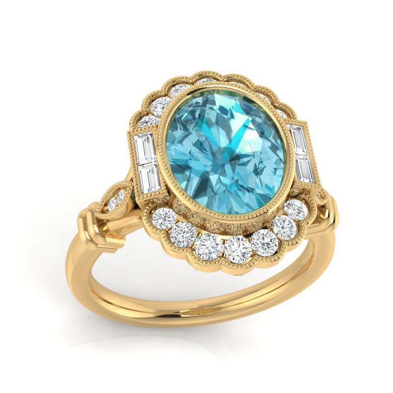 Blue Topaz &amp; Diamond Ring