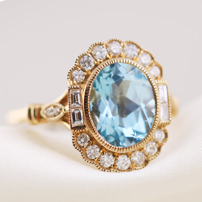 Blue Topaz &amp; Diamond Ring