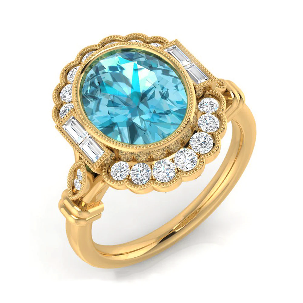 Blue Topaz &amp; Diamond Ring