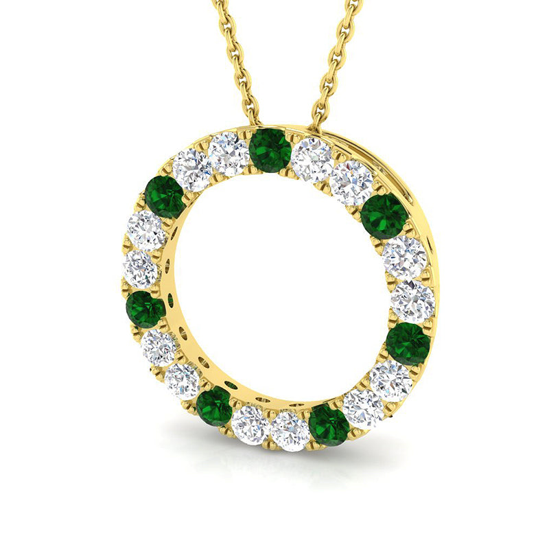 Emerald &amp; Diamond Circle Pendant