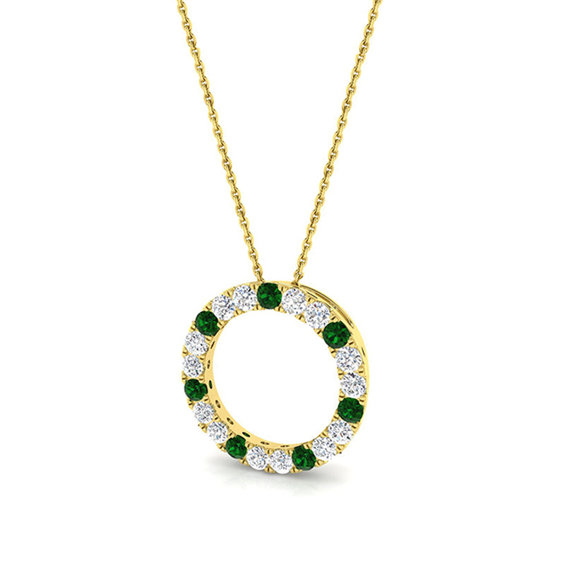 Emerald &amp; Diamond Circle Pendant