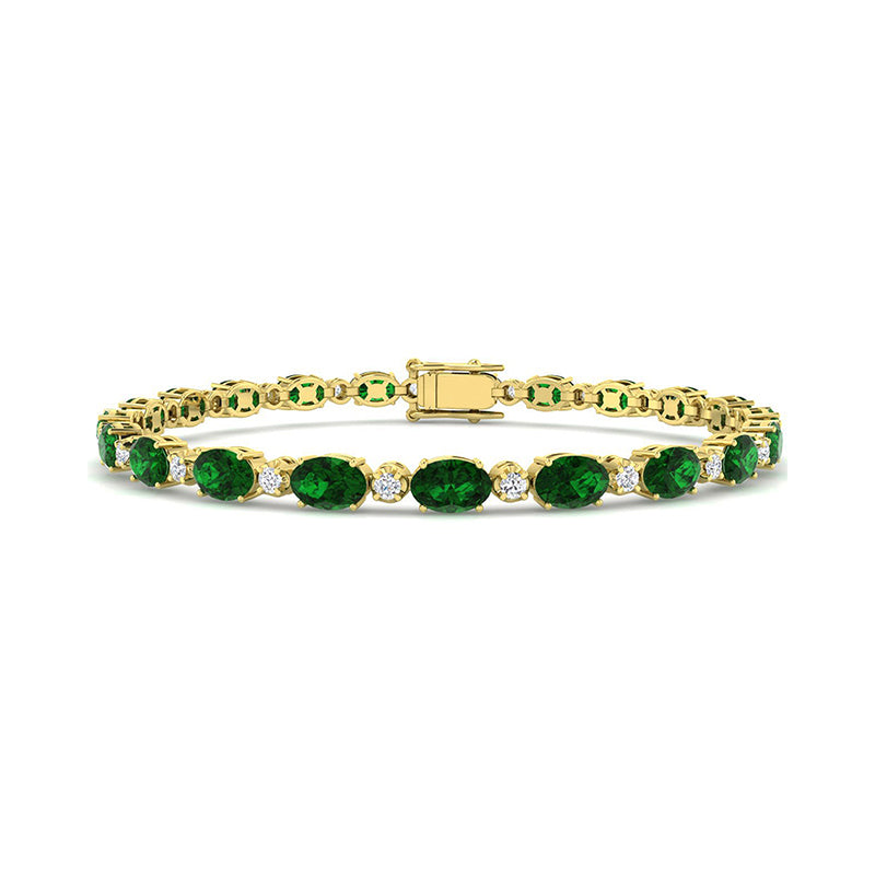 Oval Emerald &amp; Diamond Tennis Bracelet