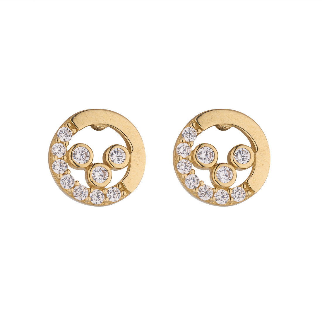 White Stone Circle Stud Earrings