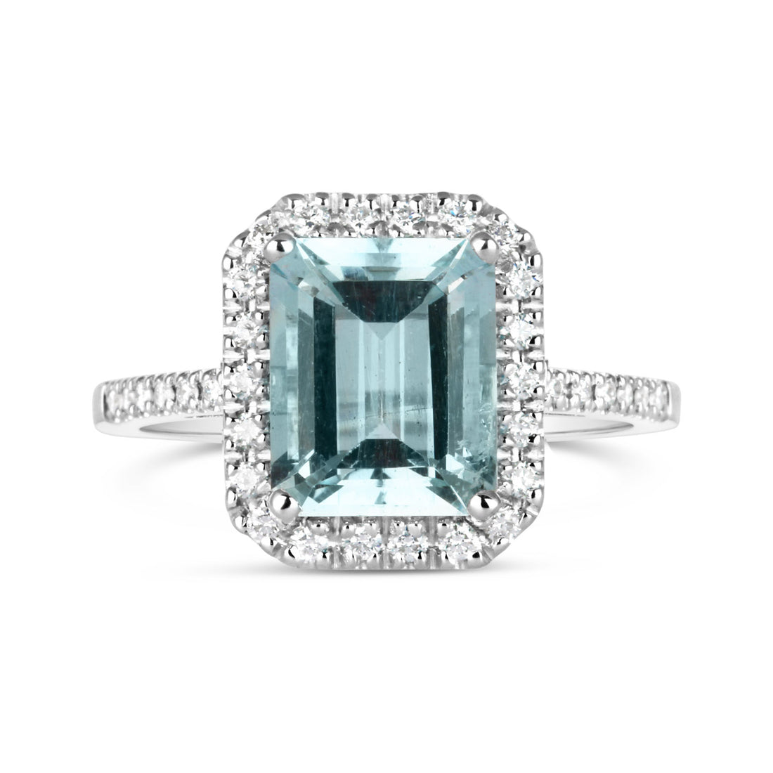 Beryl Aquamarine &amp; Diamond Halo Ring 3.19ct