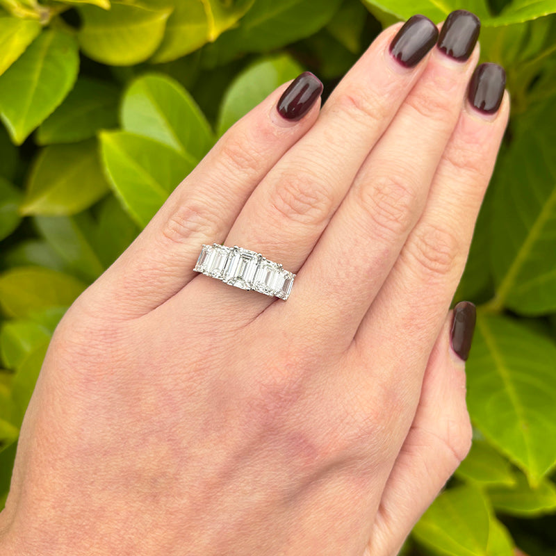 5 Stone Emerald Cut Eternity Ring 4.94ct